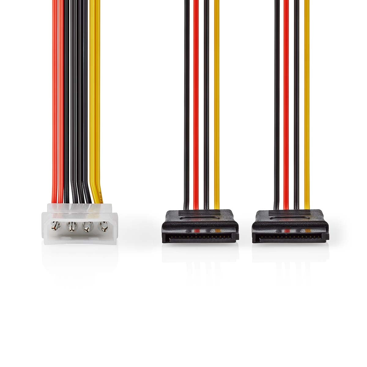 Internal Power Cable | Molex Male | 2x SATA 15-Pin Female | Gold Plated | 0.15 m | Round | PVC | Multicolored | Envelope