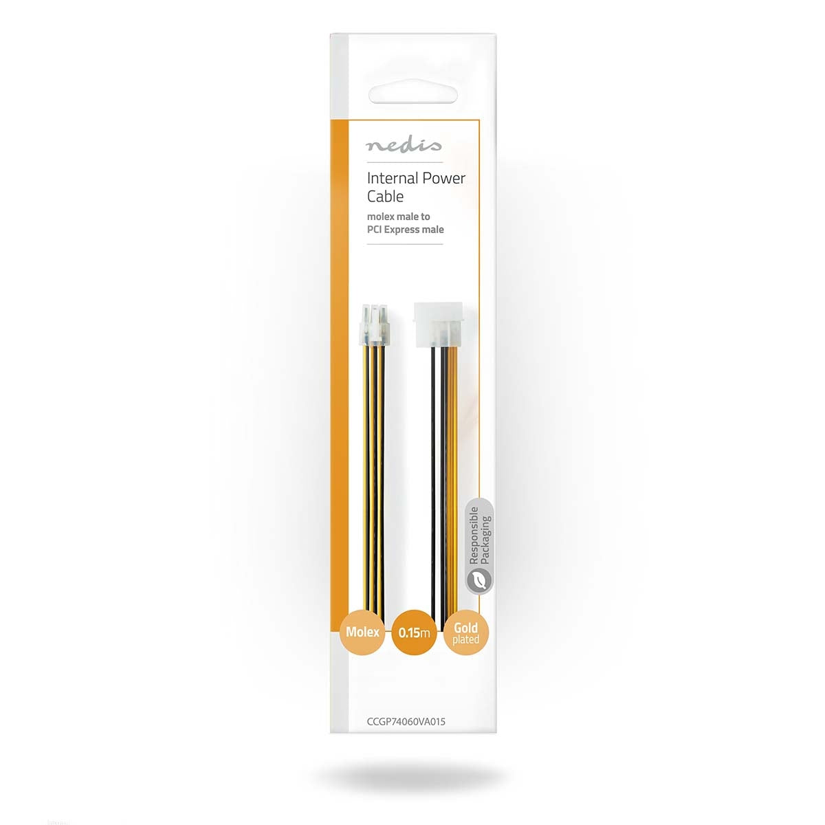 Internal Power Cable | Molex Male | PCI Express Male | Gold Plated | 0.20 m | Round | PVC | Yellow / Black | Envelope