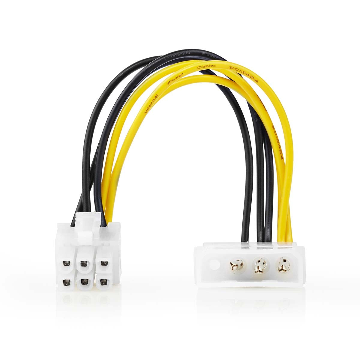 Internal Power Cable | Molex Male | PCI Express Male | Gold Plated | 0.20 m | Round | PVC | Yellow / Black | Envelope