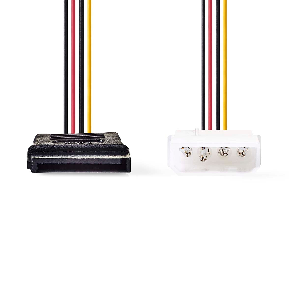 Internal Power Cable | Molex Male | SATA 15-Pin Female | Gold Plated | 0.15 m | Round | PVC | Multicolored | Envelope