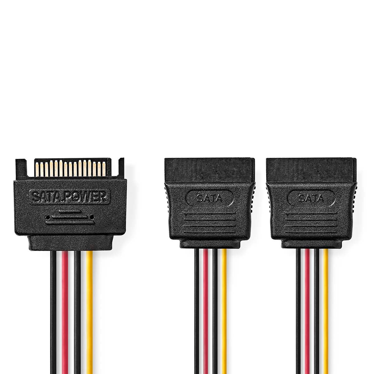 Internal Power Cable | SATA 15-Pin Male | 2x SATA 15-Pin Female | Gold Plated | 0.15 m | Round | PVC | Multicolored | Box