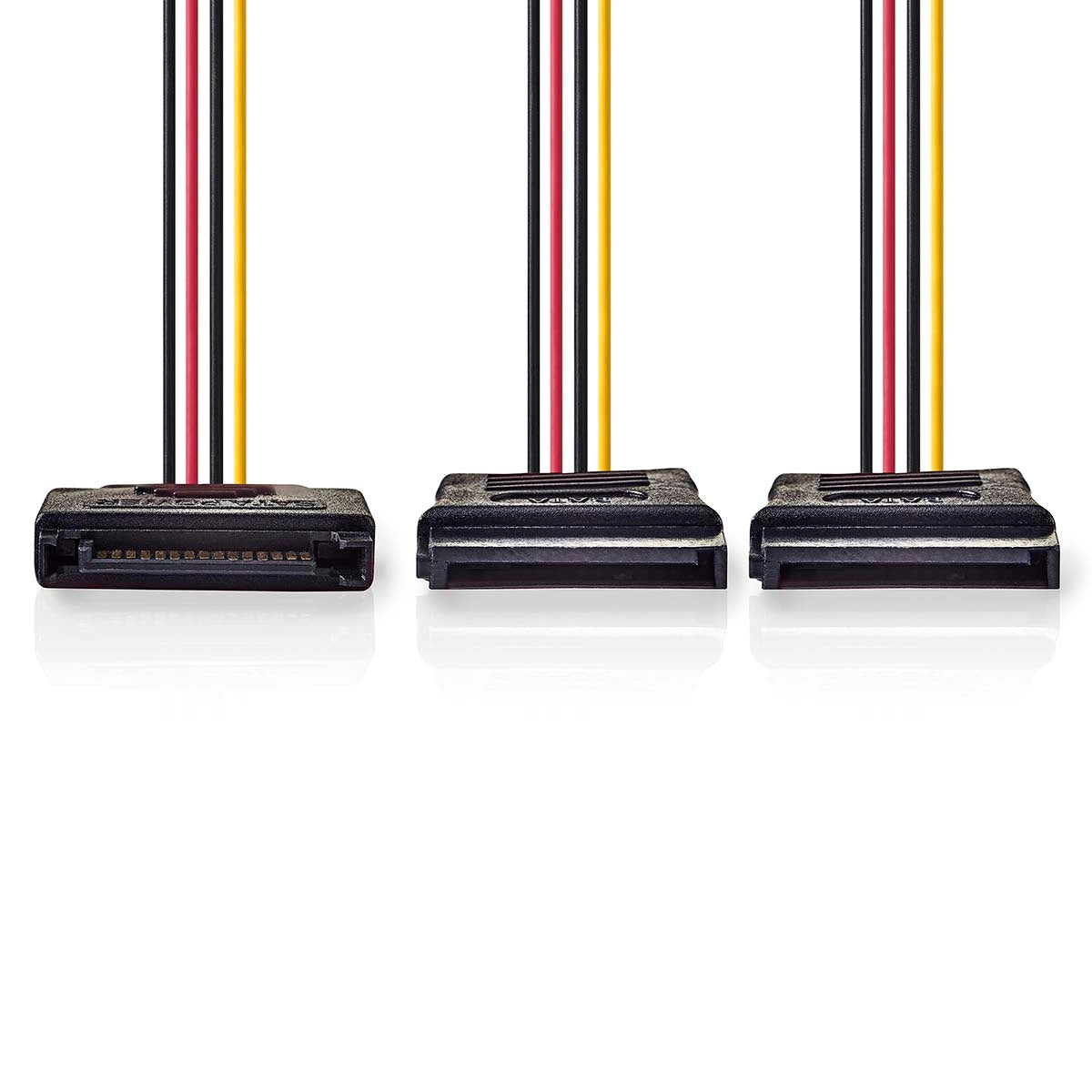 Internal Power Cable | SATA 15-Pin Male | 2x SATA 15-Pin Female | Gold Plated | 0.15 m | Round | PVC | Multicolored | Box