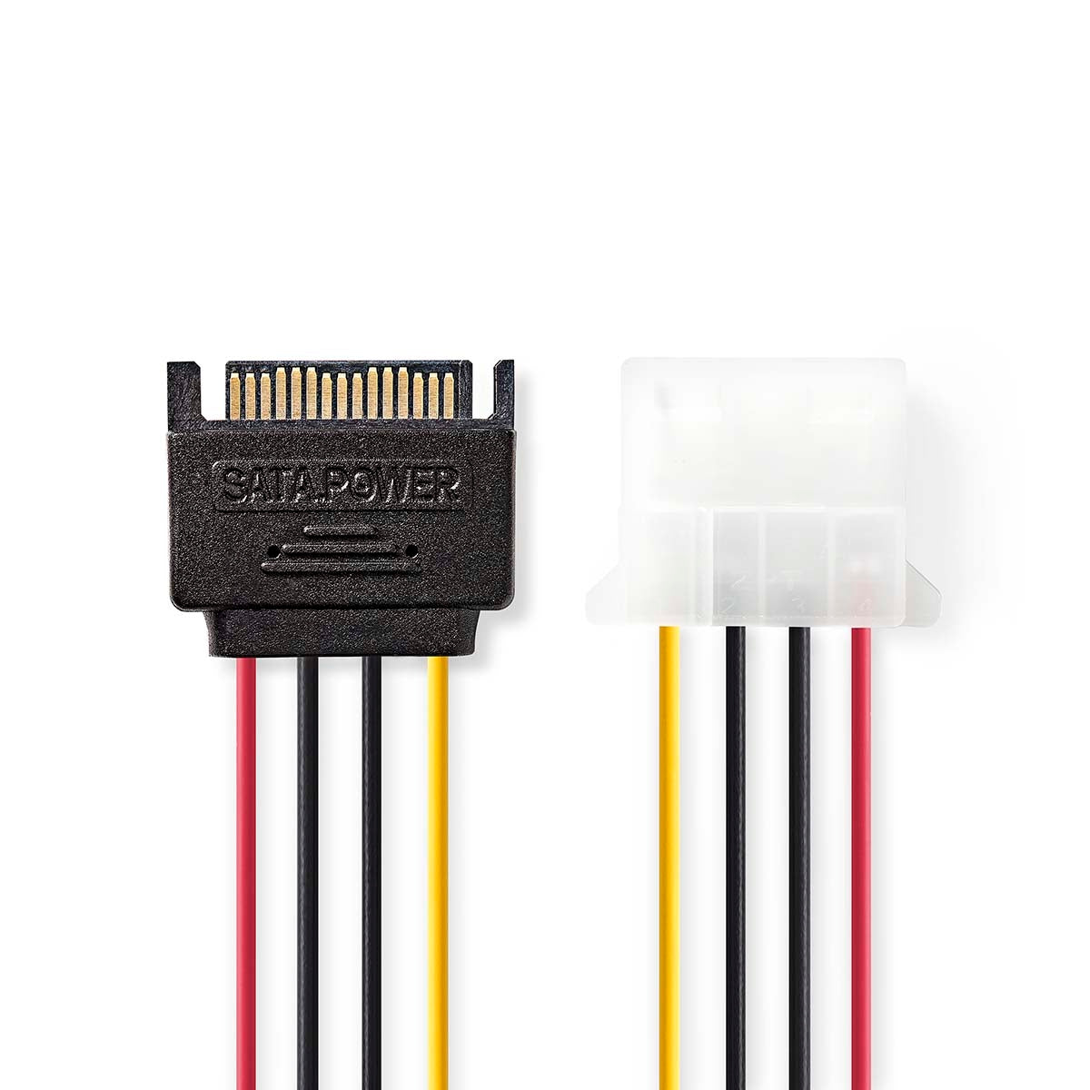 Internal Power Cable | SATA 15-Pin Male | Molex Female | Gold Plated | 0.15 m | Round | PVC | Multicolored | Envelope
