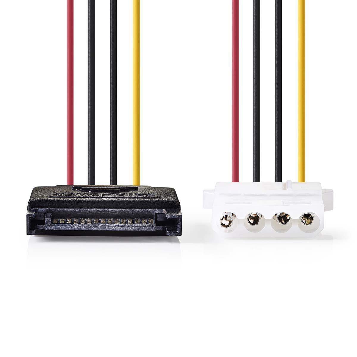 Internal Power Cable | SATA 15-Pin Male | Molex Female | Gold Plated | 0.15 m | Round | PVC | Multicolored | Envelope