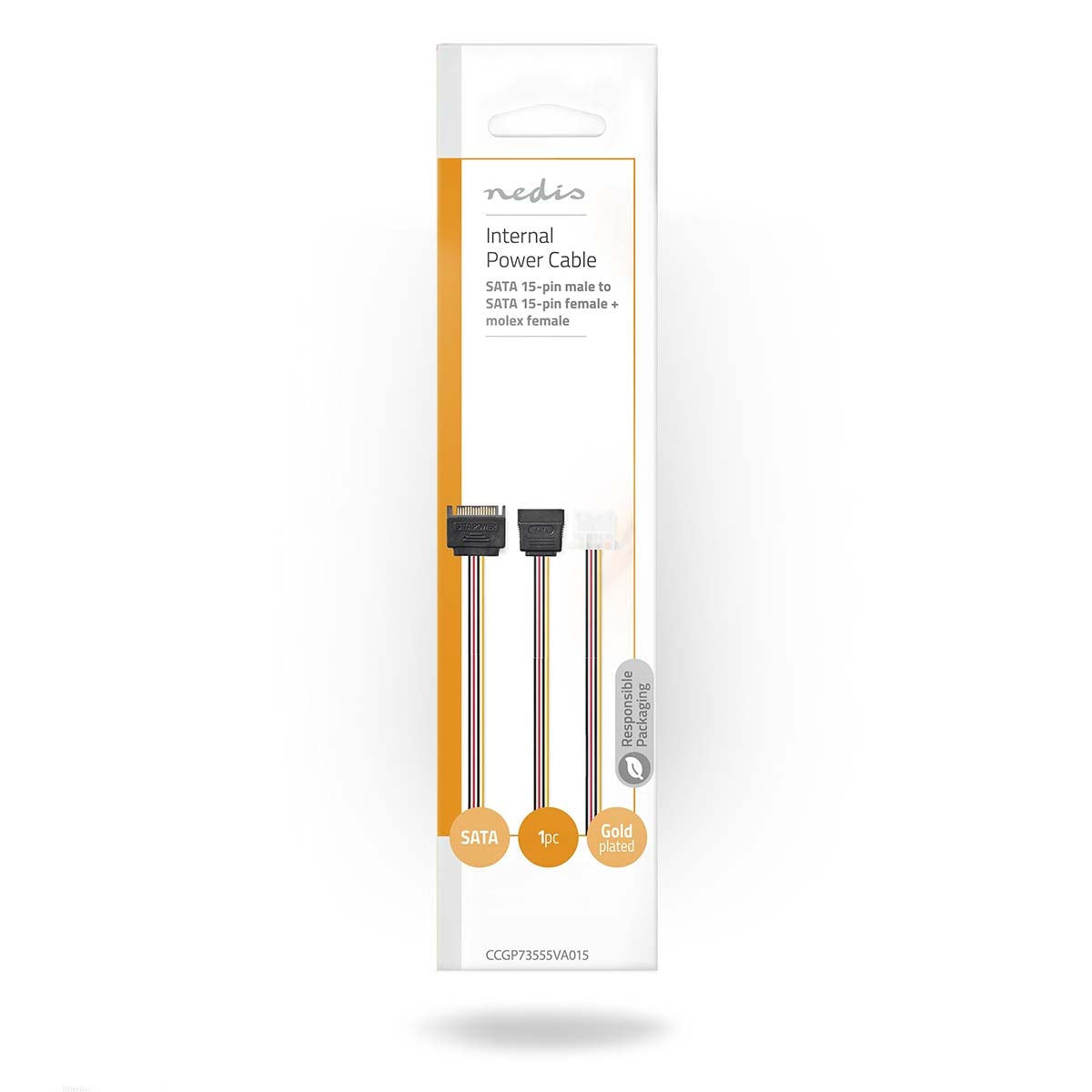 Internal Power Cable | SATA 15-Pin Male | Molex Female / SATA 15-Pin Female | Gold Plated | 0.20 m | Round | PVC | Multicolored | Envelope