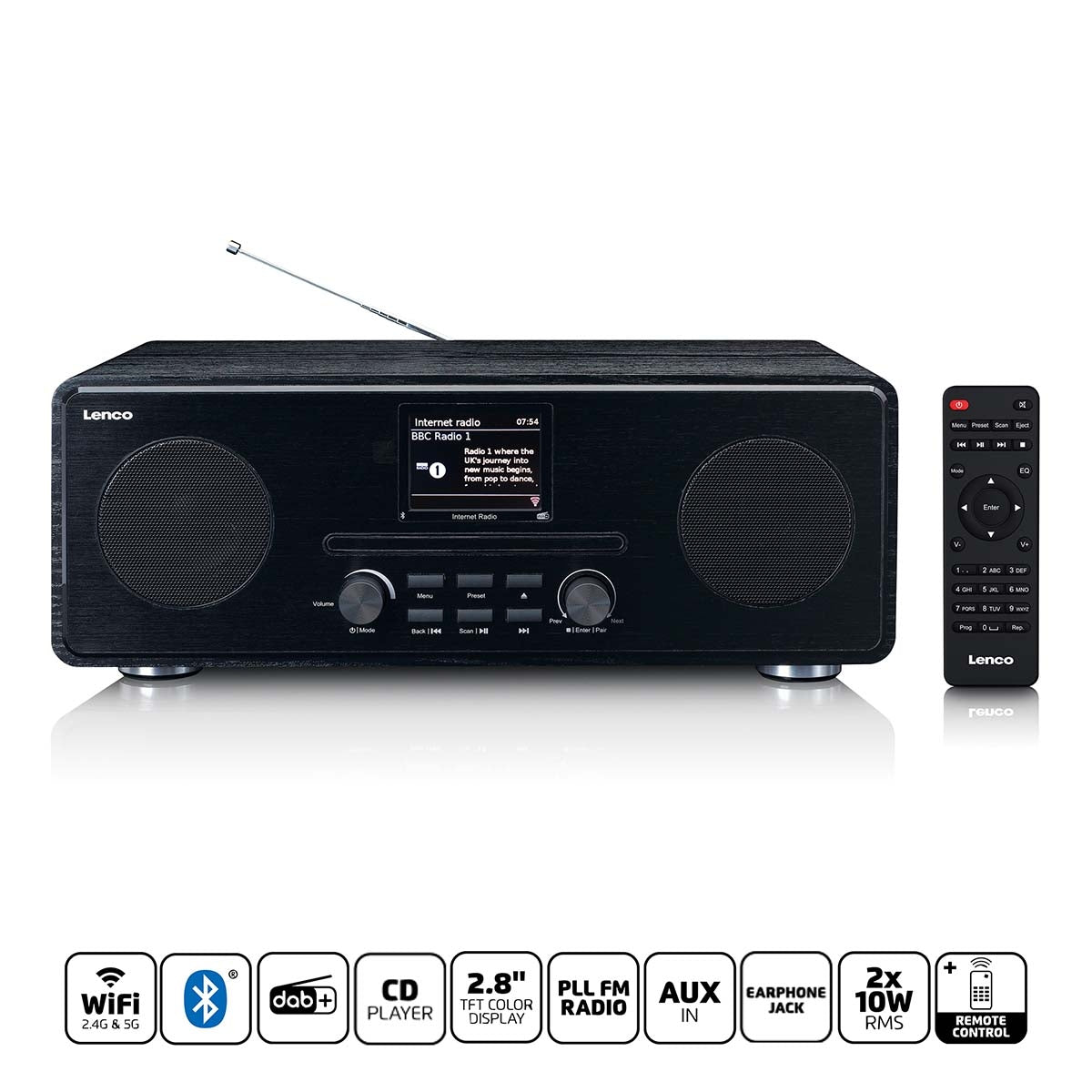 Internet / DAB+ / FM Radio with CD-player and Bluetooth® Black