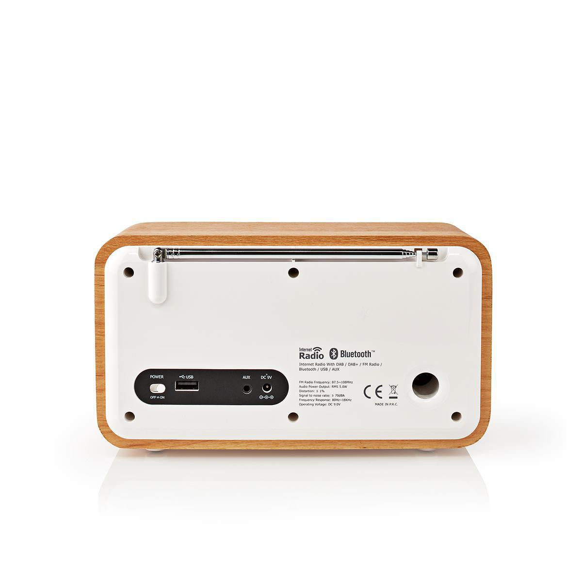 Internet Radio | Desktop design | Bluetooth® / Wi-Fi | DAB+ / FM / Internet | 2.4 " | Color screen | 7 W | Remote control | App controlled | Alarm clock | Sleep timer | Brown / White