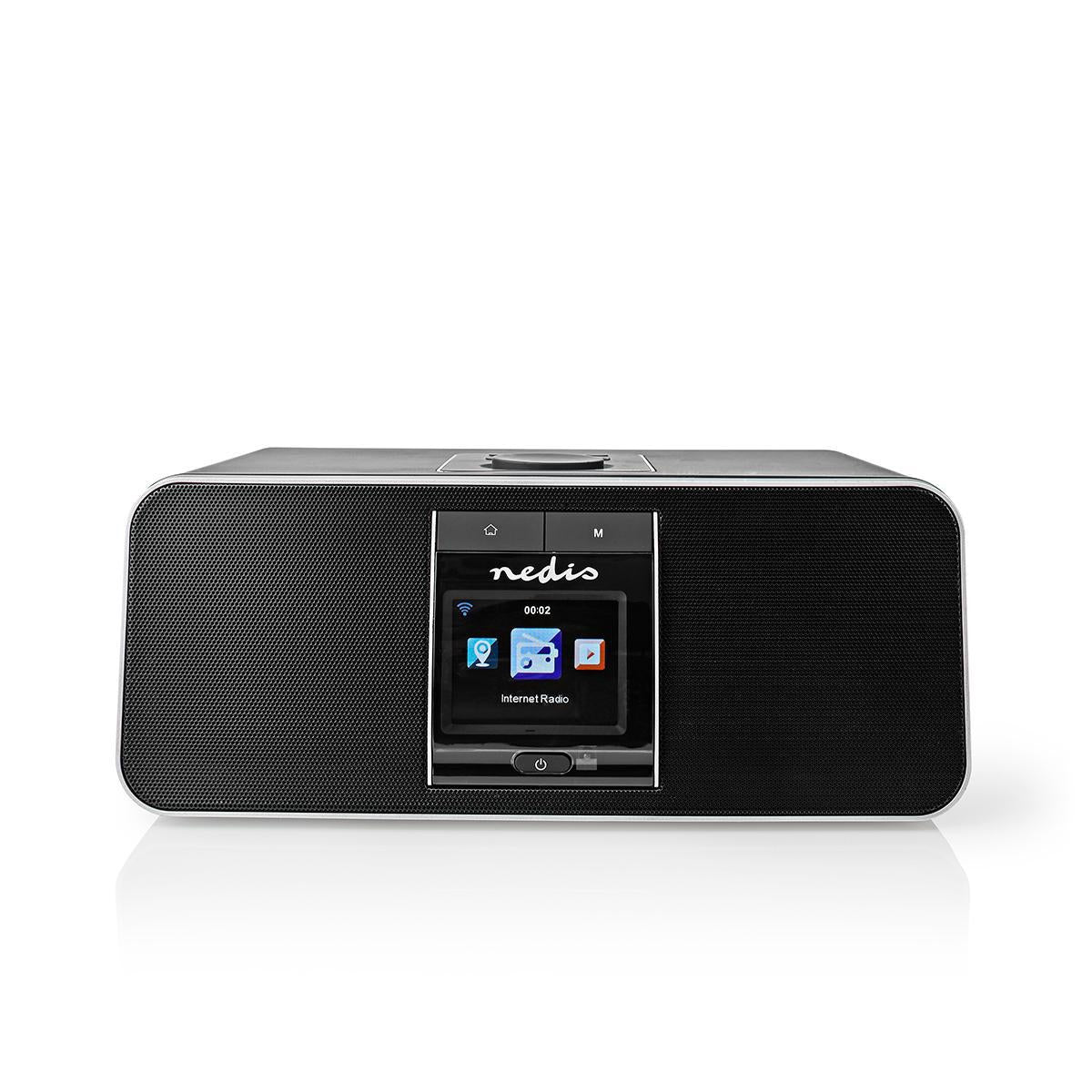 Internet Radio | Table Design | Bluetooth® / Wi-Fi | DAB+ / FM / Internet | 2.4 " | Colour Screen | 42 W | Remote controlled | App controlled | Headphone output | Alarm clock | Sleep timer | Black