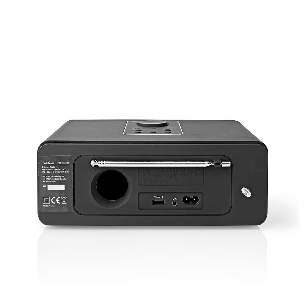 Internet Radio | Table Design | Bluetooth® / Wi-Fi | DAB+ / FM / Internet | 2.4 " | Colour Screen | 42 W | Remote controlled | App controlled | Headphone output | Alarm clock | Sleep timer | Black