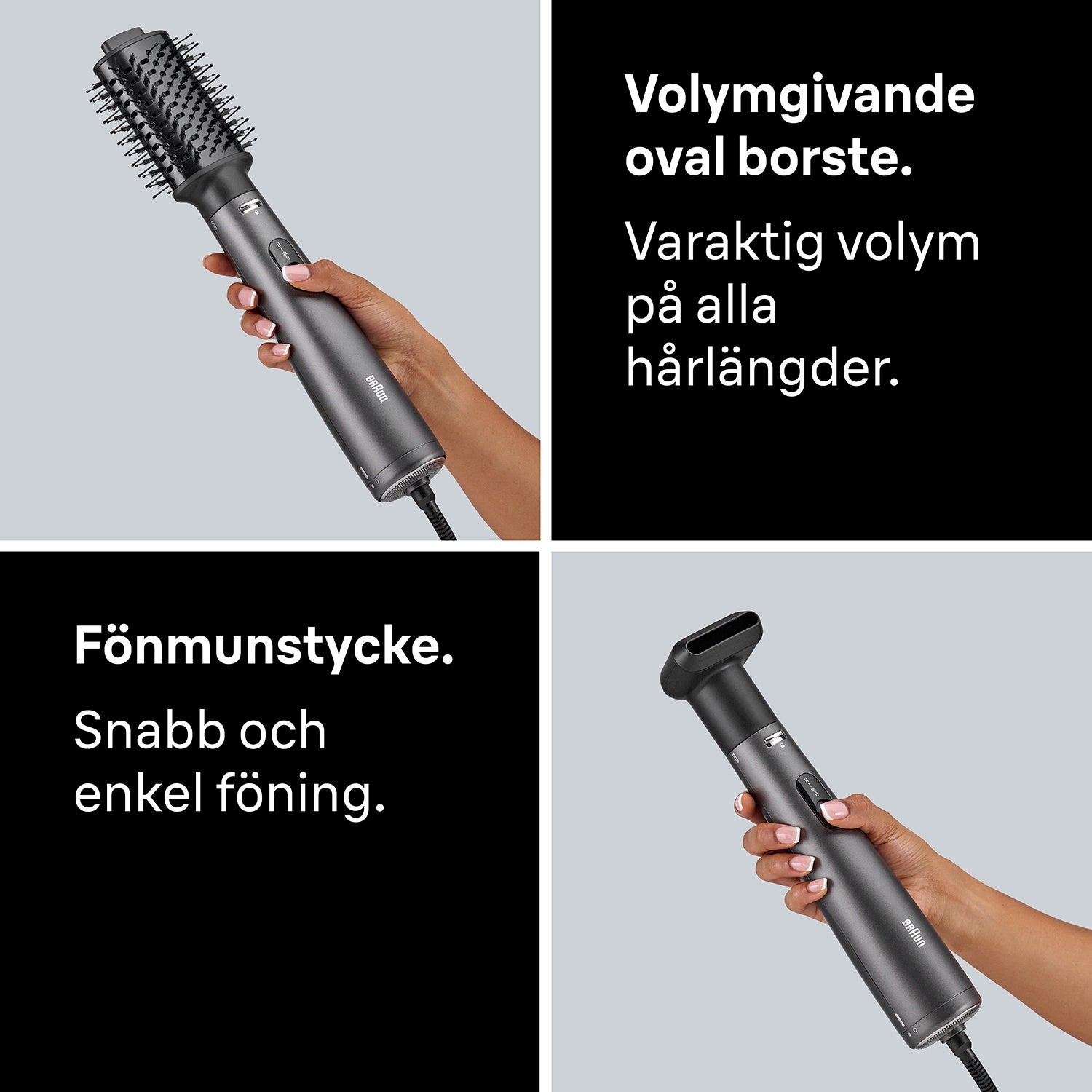 Ionic Hot Air Brush Styler 800W, 2 Attachments