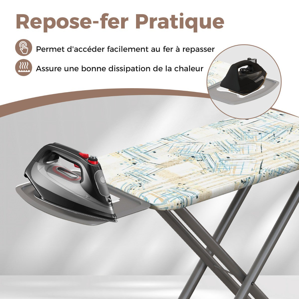 Ironing Board, Foldable, 7 Height, Iron Rest, 30kg
