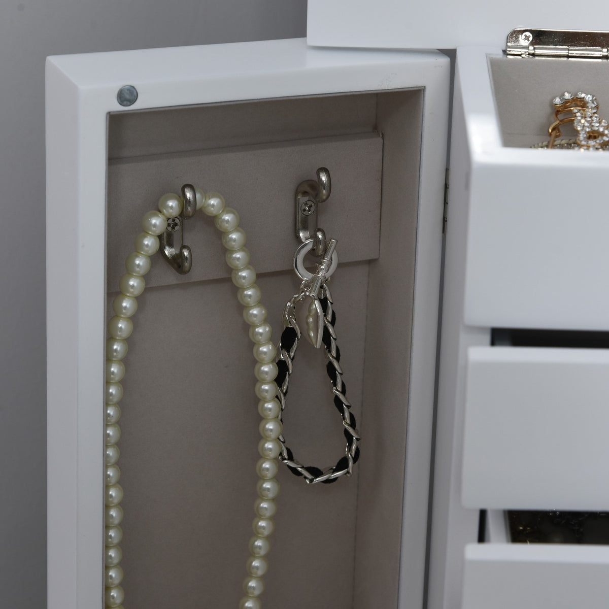 Jewelry Box Jewelry Cabinet Storage Cabinet Drawers White 25X14X34.5Cm