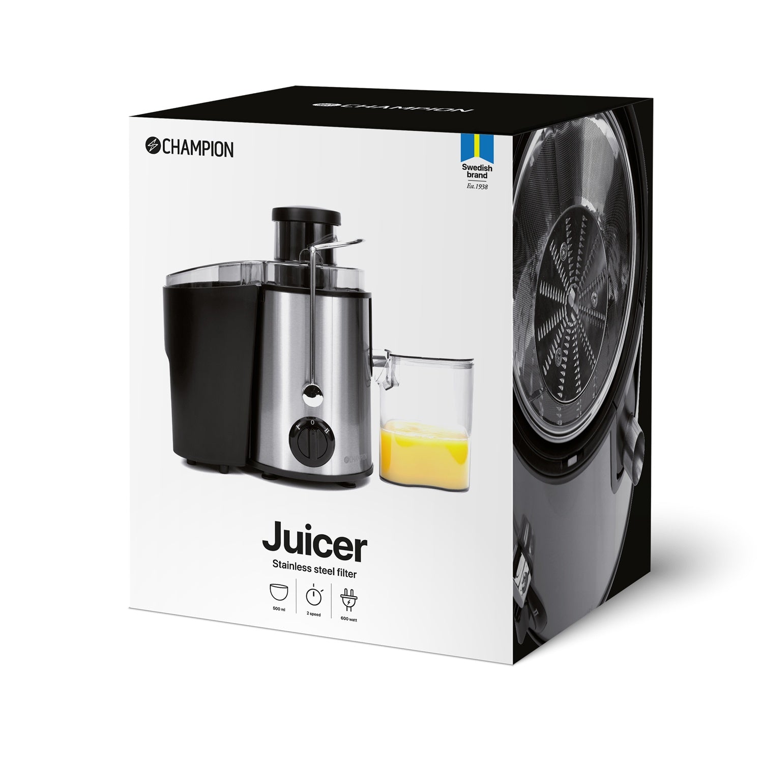 Juicer 600W, 0.5L Stainless Steel, Black