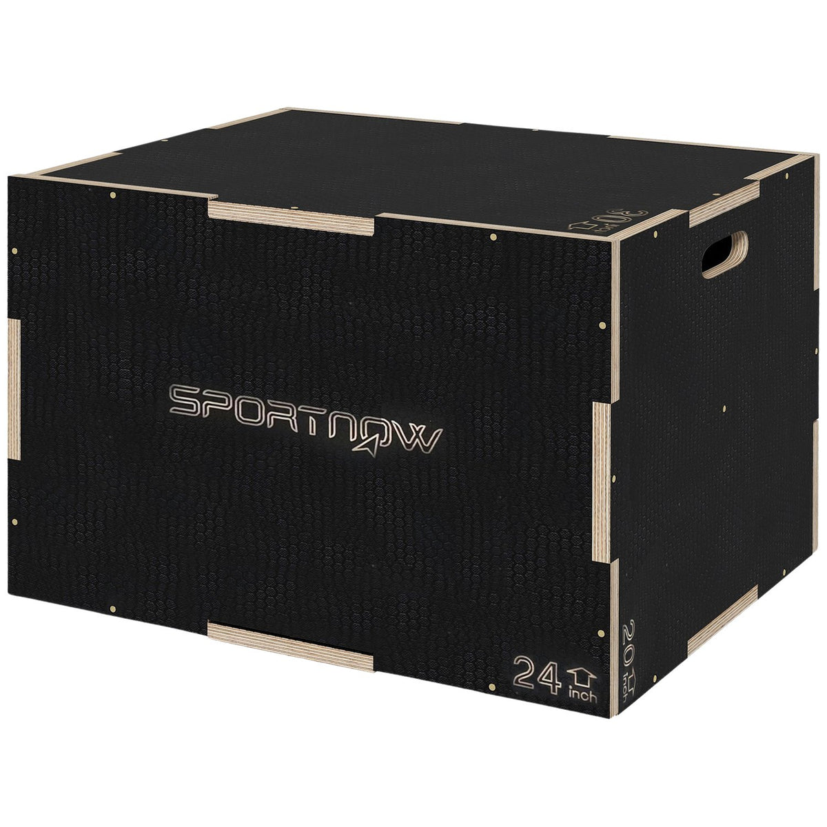 Jump Box, 3 in 1 Plyo Box Wood with Handle, Plyometric Platform for Home, Gym, Black