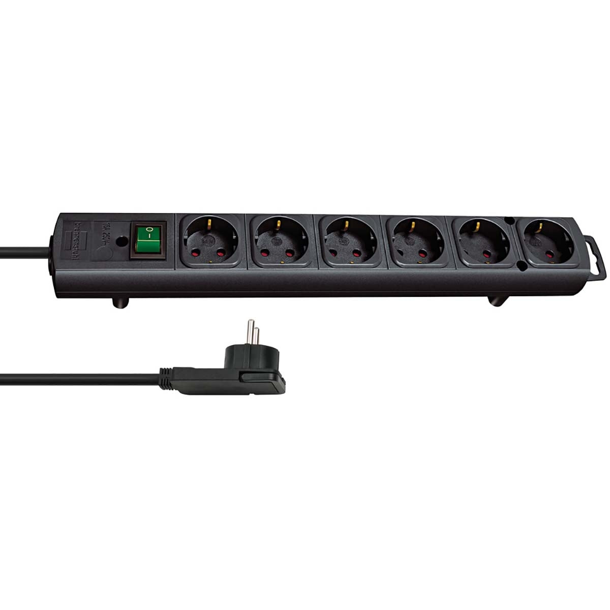 Junction box Comfort-Line 6-Way 2.00 m Black - Grounded Contact TYPE F