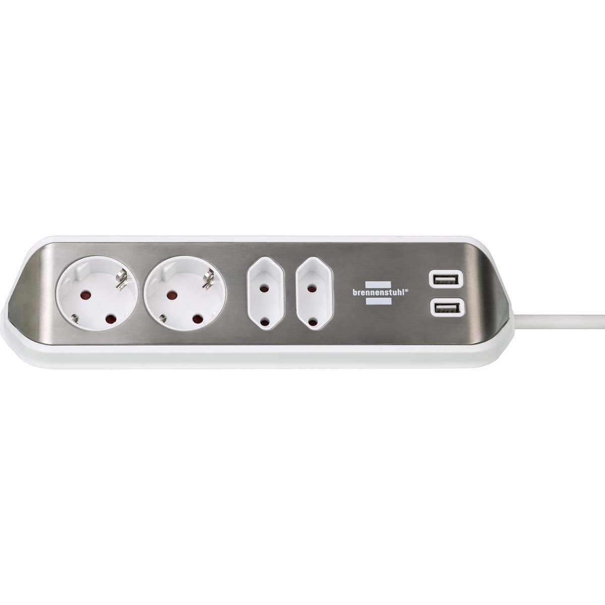 Junction box Desktop-Power 4-Way 2.00 m Silver - Grounded Contact TYPE F