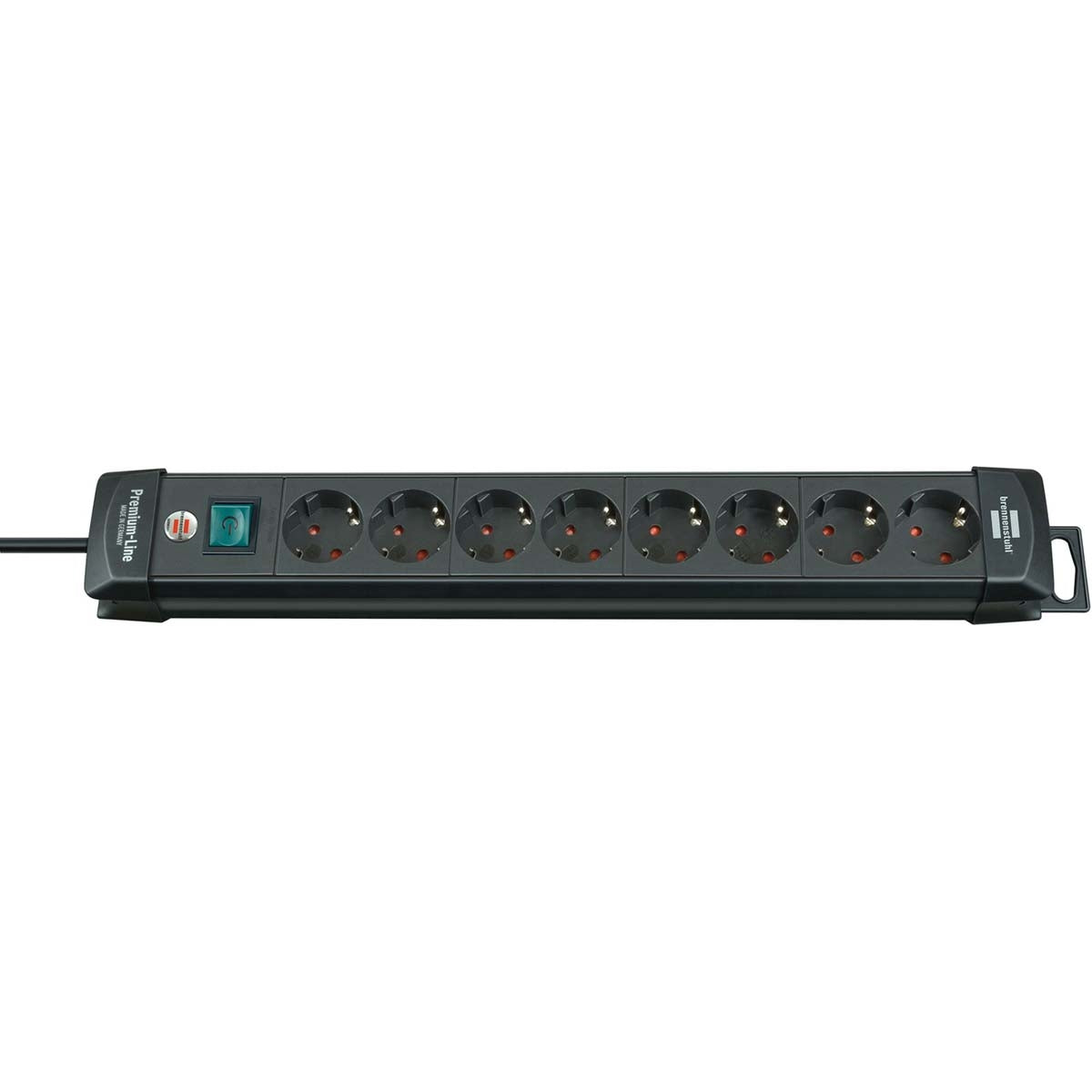 Junction box Premium-Line 8-Way 3.00 m Black - Grounded Contact TYPE F