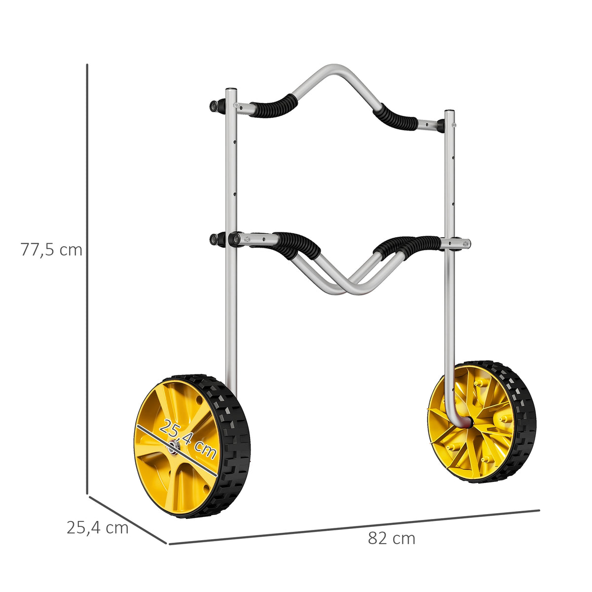 Kayak Cart, Adjustable Canoe Cart, Boat Cart, Surf Cart, Boat Trailer With Tension Strap For Canoe, Surfboard, Paddle Boards, Aluminum, Yellow