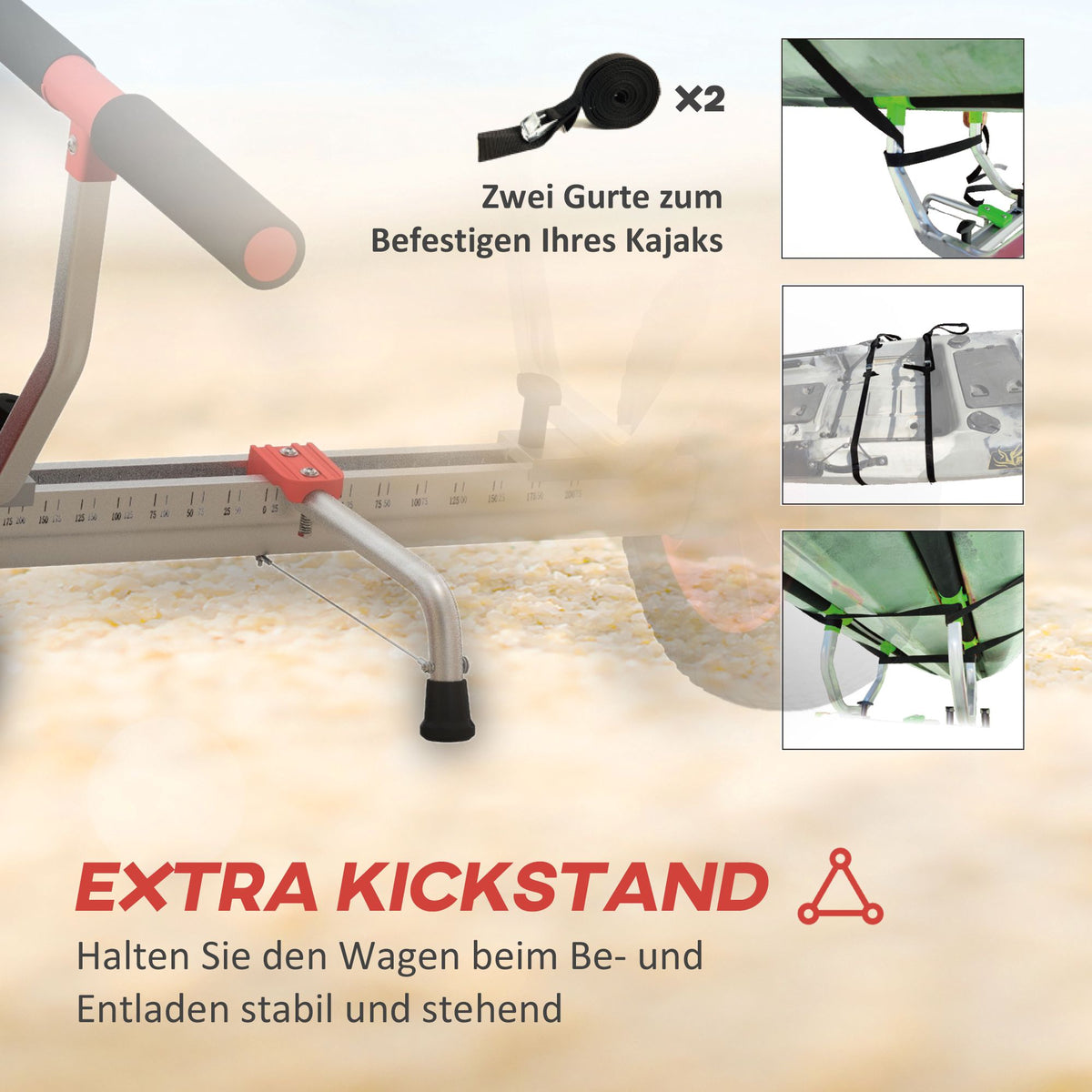 Kayak Cart with Adjustable Width, Large Wheels, Aluminum Frame