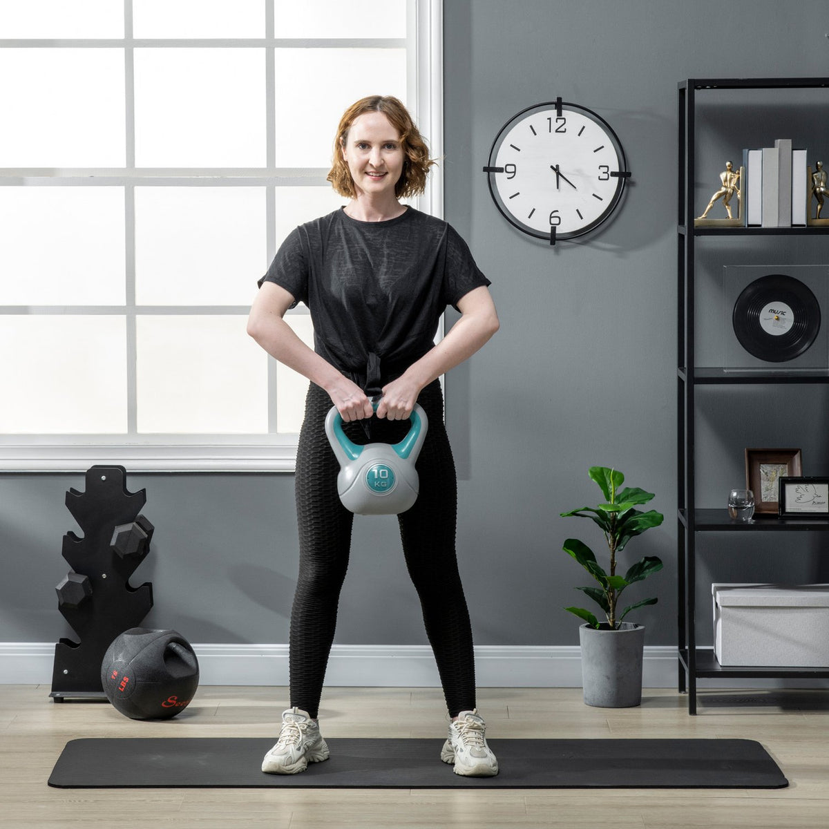 Kettlebell 10 Kg Floor-Friendly Kettlebell For Strength Training And Fitness, Blue
