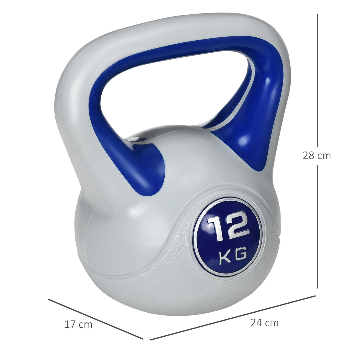 Kettlebell 12 Kg Floor-Friendly Kettlebell For Strength Training And Fitness, Blue