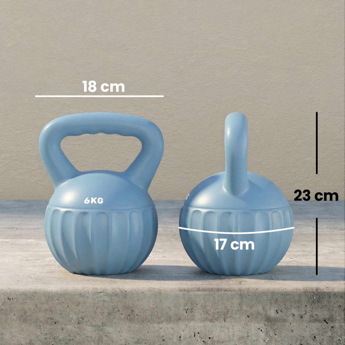 Kettlebell 6kg Sand-Filled, Non-Slip Grip, Blue