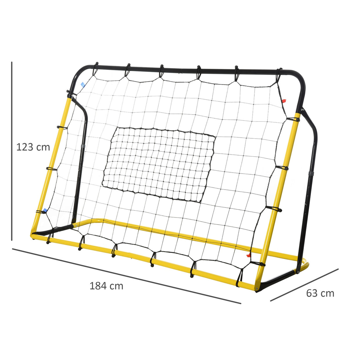 Kickback Football Rebounder Goal Rebound Wall Net For Football, Basketball, Baseball, Yellow+Black, 184X63X123 Cm