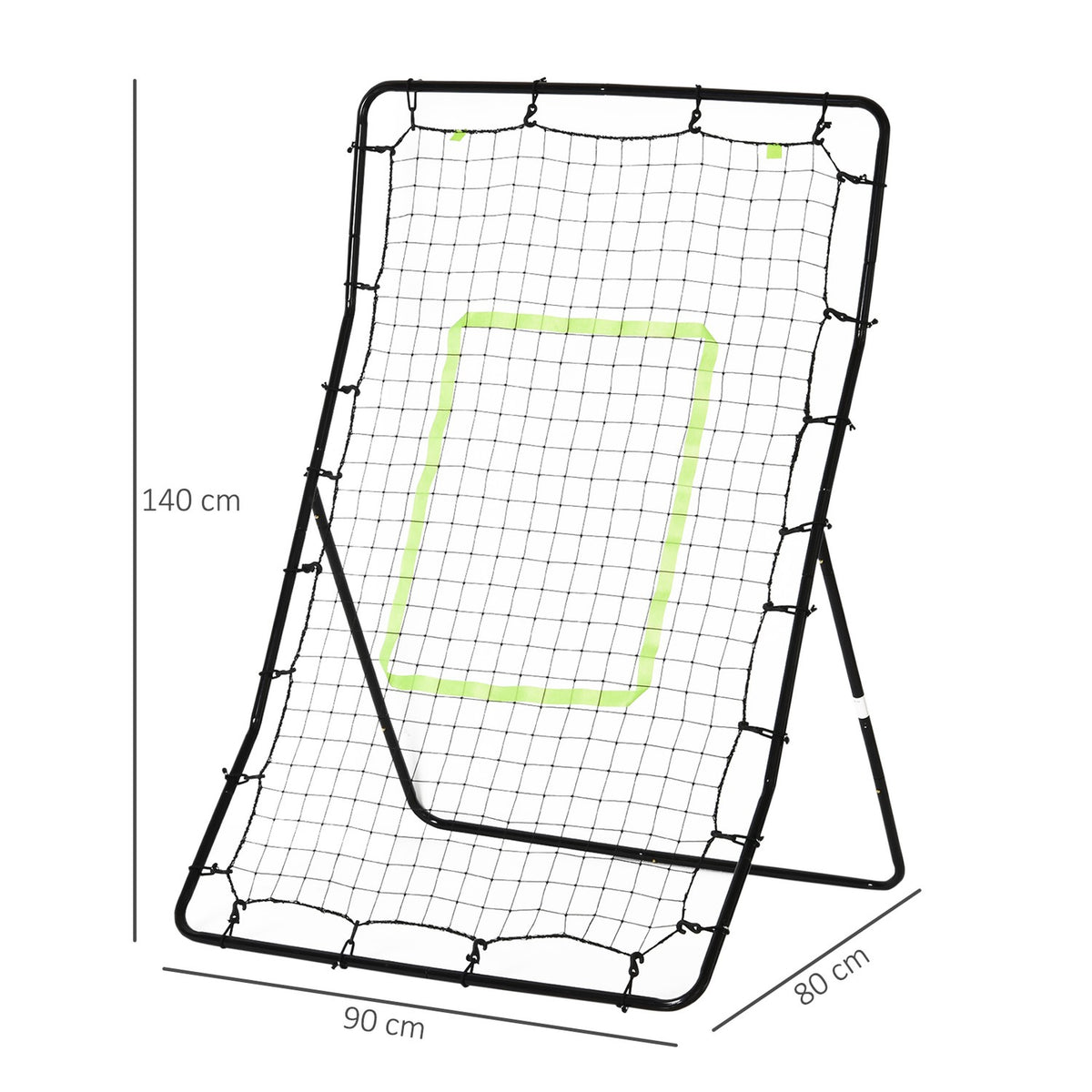 Kickback Rebounder Goal Rebound Wall Net, Steel+Pe, 75X126Cm, Training Aid For Football, Black