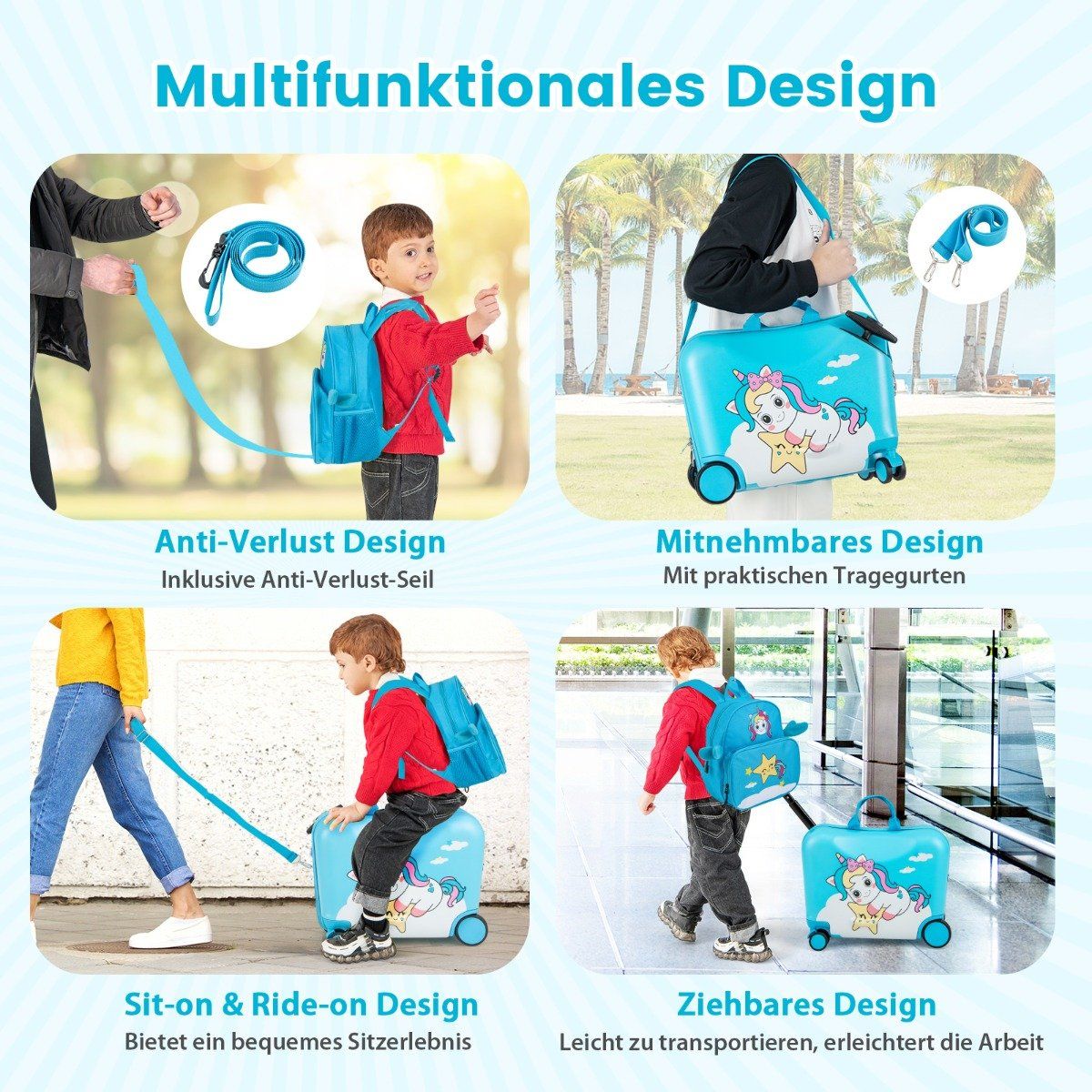 Kids' 2-Piece Luggage Set – Ride-On Suitcase & Backpack