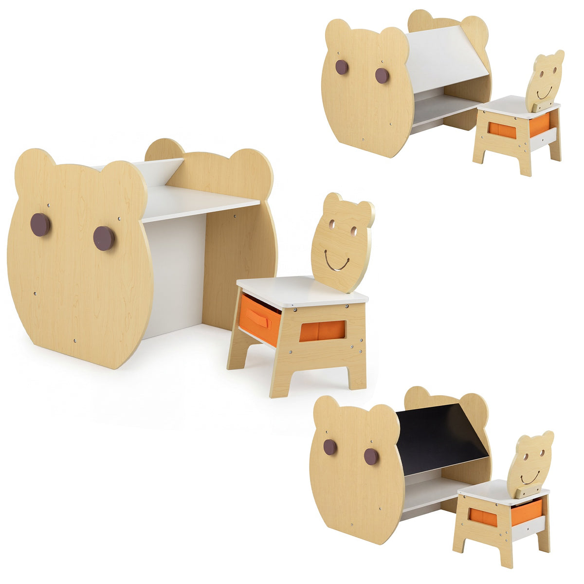 Kids Art Table & Chair Set with Storage & Whiteboard