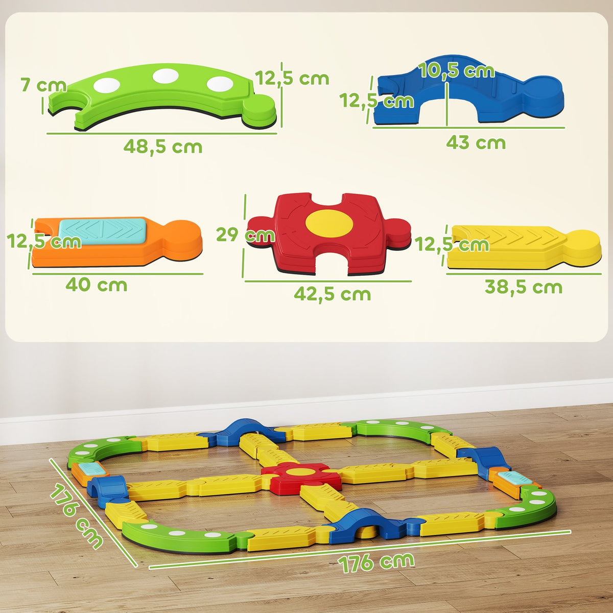 Kids Balance Beam, Interactive, Non-Slip, Colorful Plastic