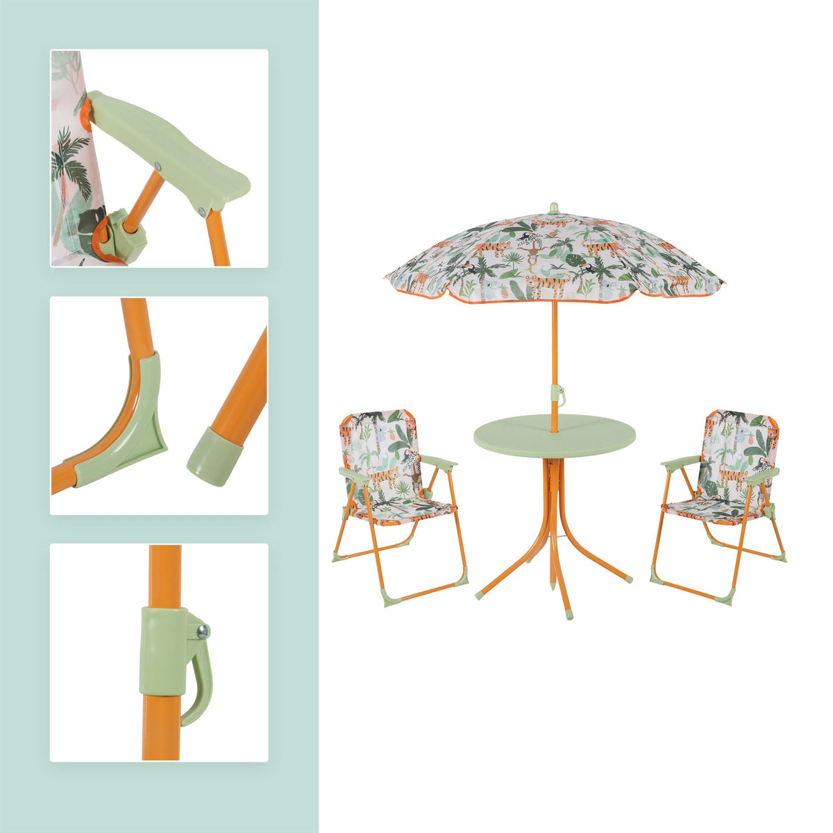 Kids' Camping Furniture Set with Adjustable Parasol