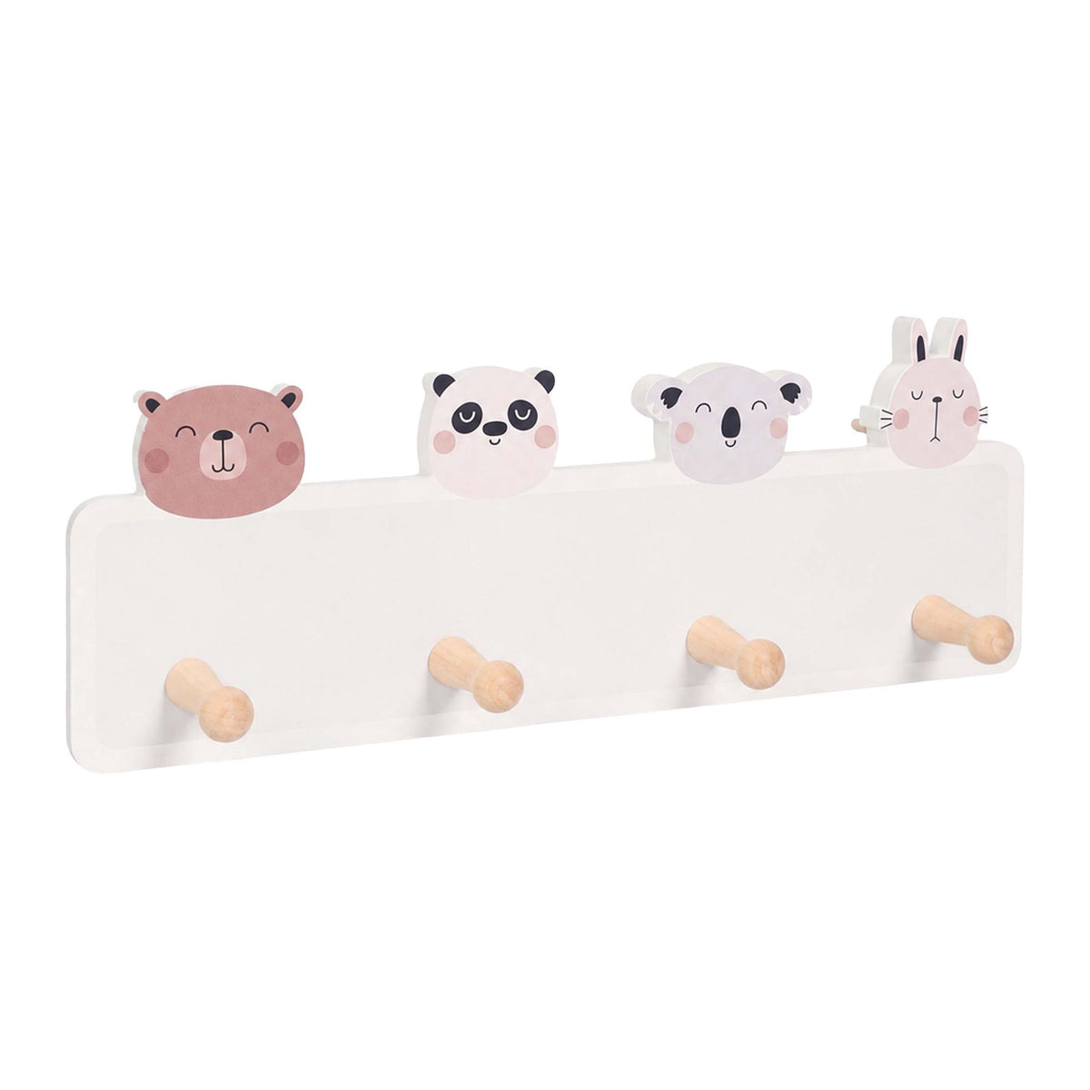 Kids' Coat Rack with 4 Hooks, MDF & Pine, 15x38 cm
