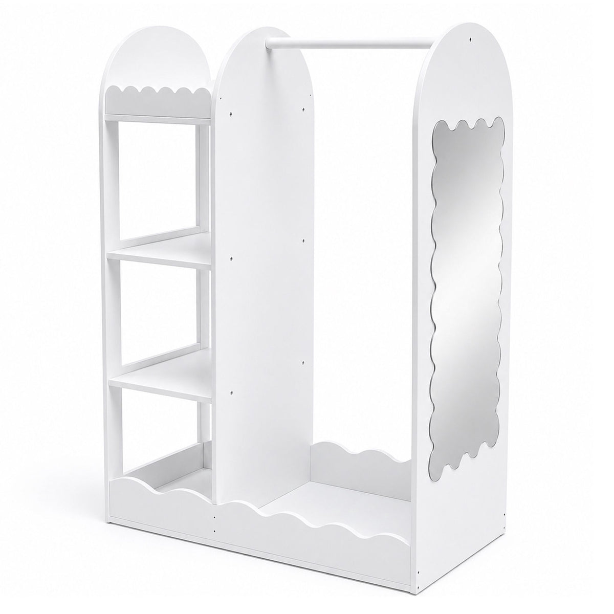 Kids' Coat Rack with Mirror – White MDF, Acrylic