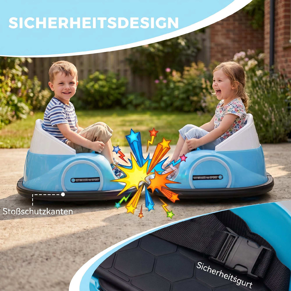 Kids Electric Bumper Car, 360 Spin, LED Lights, Blue