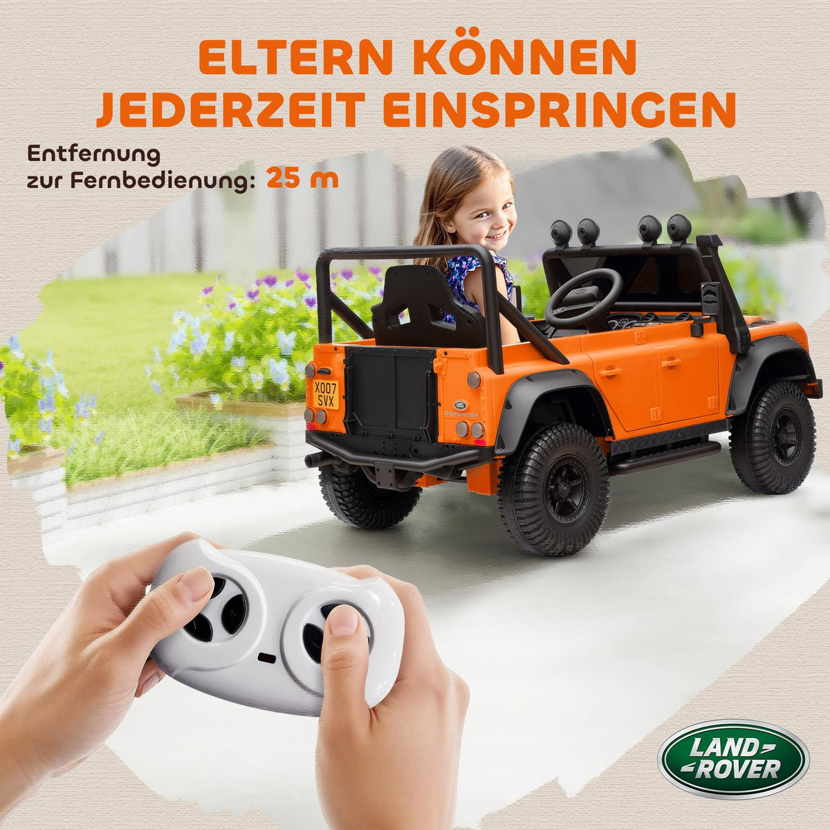 Kids Electric Car, 12V Battery, Remote Control, Orange