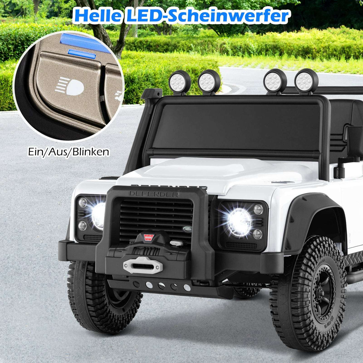 Kids Electric Car with Remote Control, White, 12V Battery