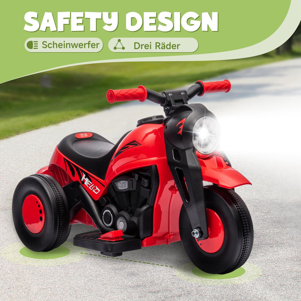 Kids Electric Motorcycle, 6V with Music, 2.5-3 km/h, Ages 2-5