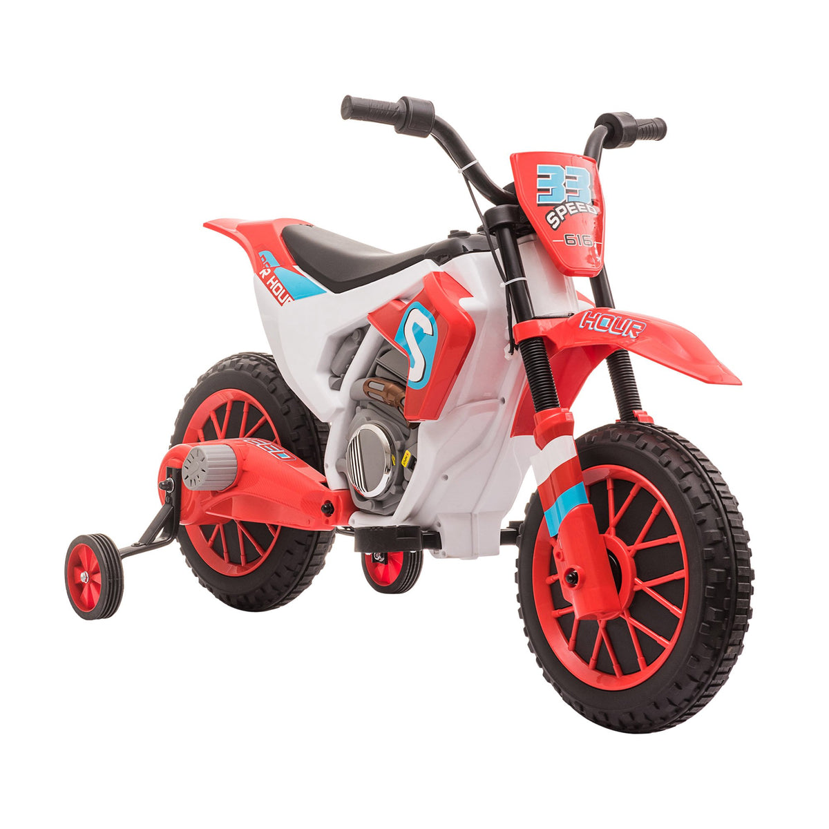 Kids' Electric Motorcycle, Red/White, 45 Min Ride Time