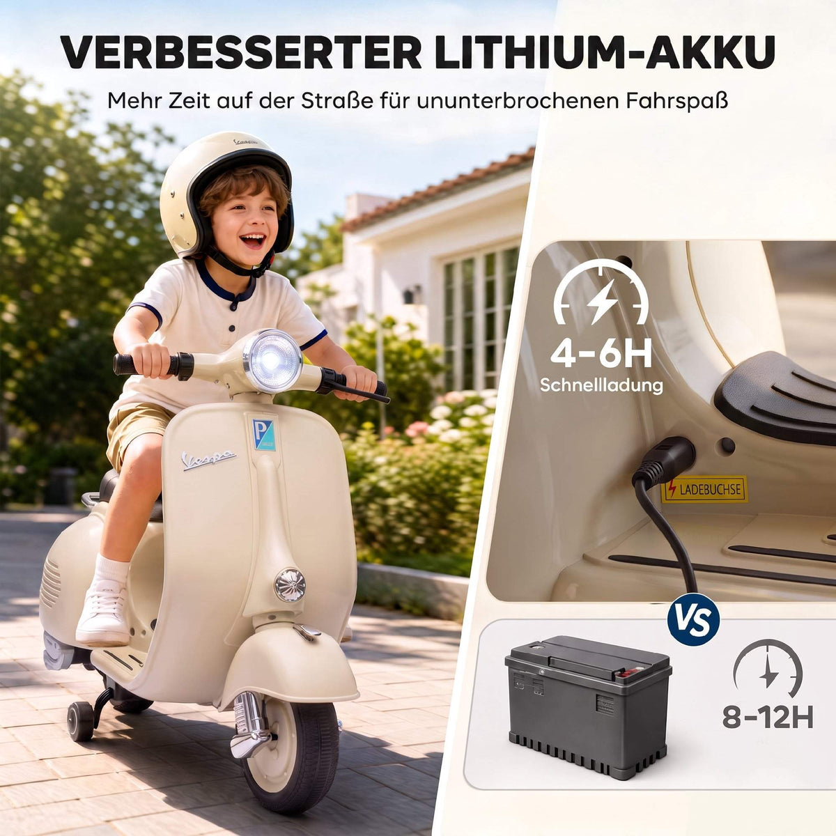 Kids Electric Motorcycle with Training Wheels & Music