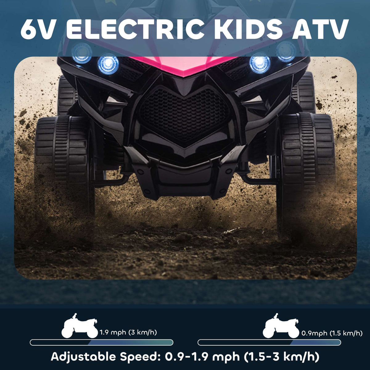 Kids Electric Quad Bike, 6V Motor, Pink, Ages 3-6