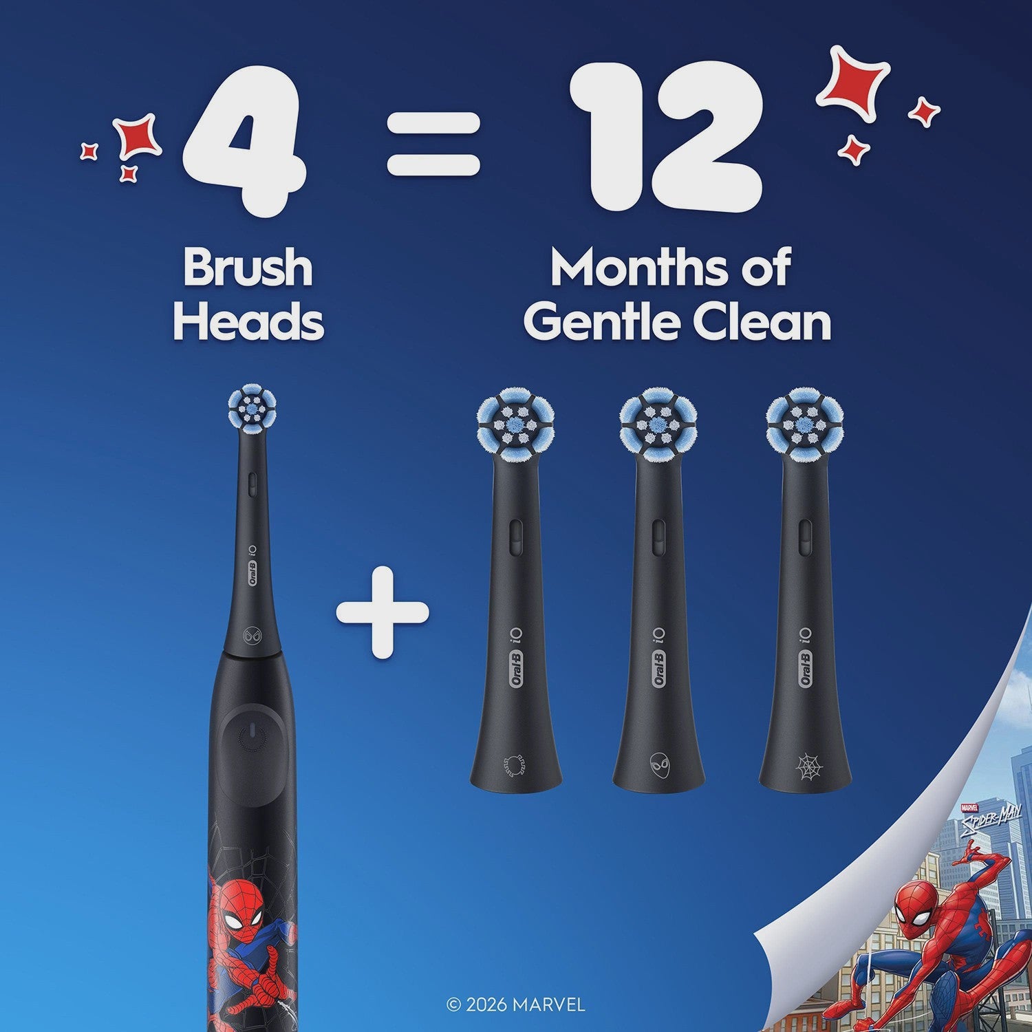 Kids Electric Toothbrush Heads, 2-Pack, Spiderman Design