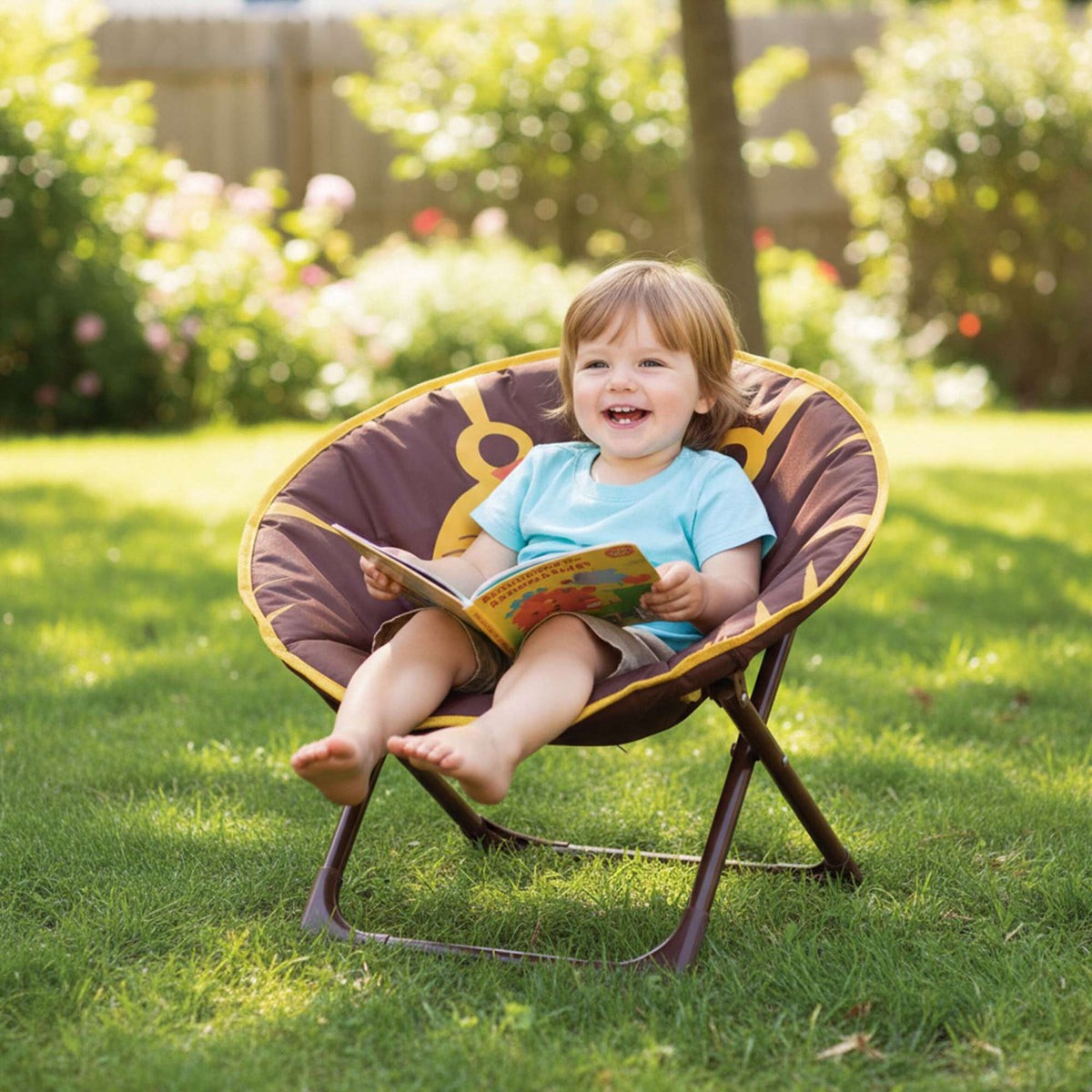 Kids Foldable Moon Chair with Animal Design