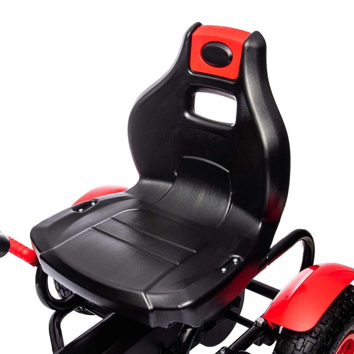 Kids Pedal Go-Kart with Handbrake, Adjustable Seat, Red