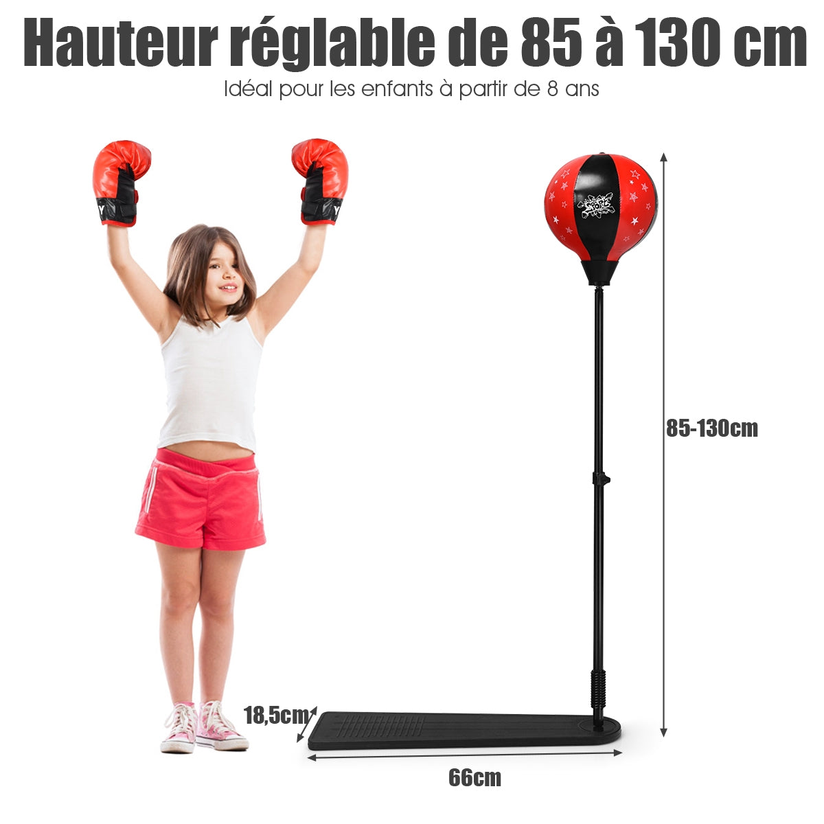 Kids Punching Ball Set – Adjustable 85-130 cm, Gloves, Pump