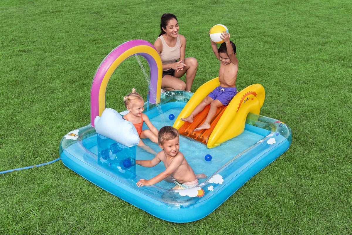 Kids Rainbow Play Center with Slide and Sprinkler