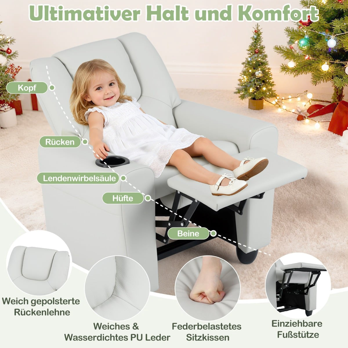 Kids Recliner Chair with Adjustable Backrest & Footrest