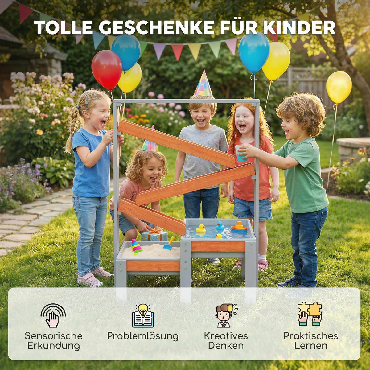 Kids Sand and Water Table with Removable Basins, Ages 3-8