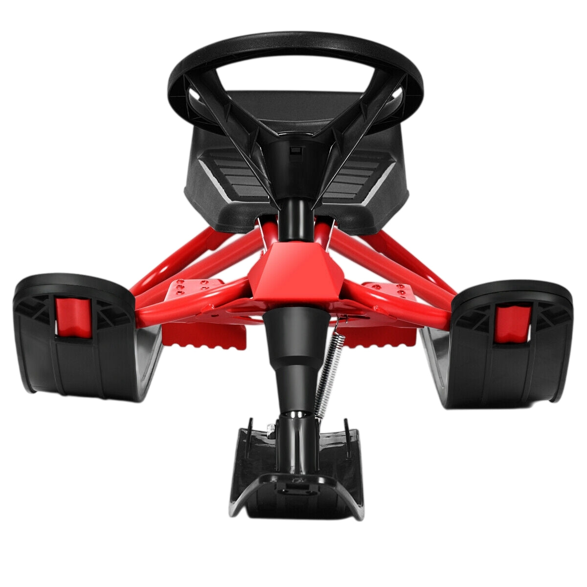 Kids Snow Sled With Steering Wheel, Double Brakes, Pull Rope