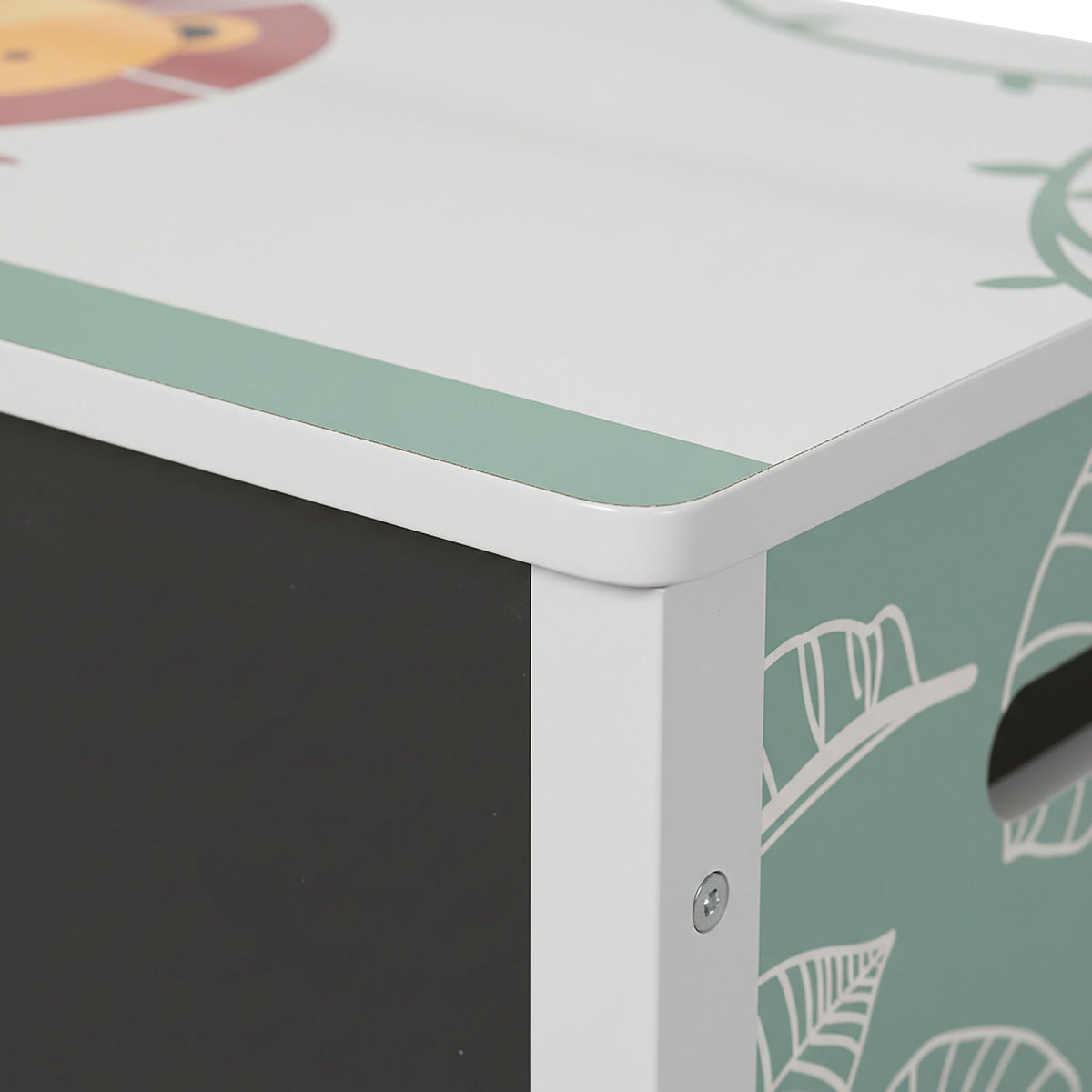 Kids' Storage Bench with Chalkboard and Lion Motif